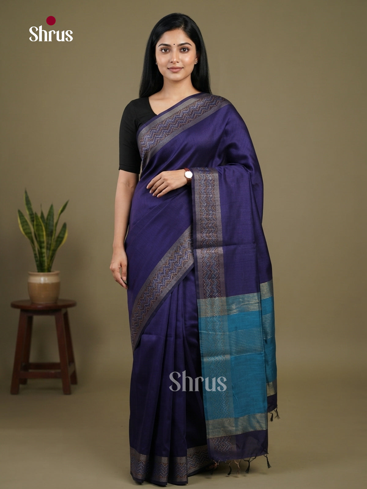 Semi Rawsilk Saree - EFS20492 - Shop on Shrus.com