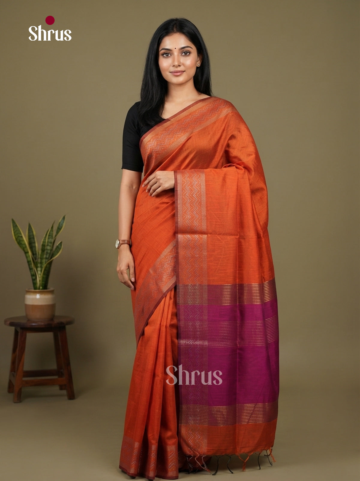 Semi Rawsilk Saree - EFS20493 - Shop on Shrus.com