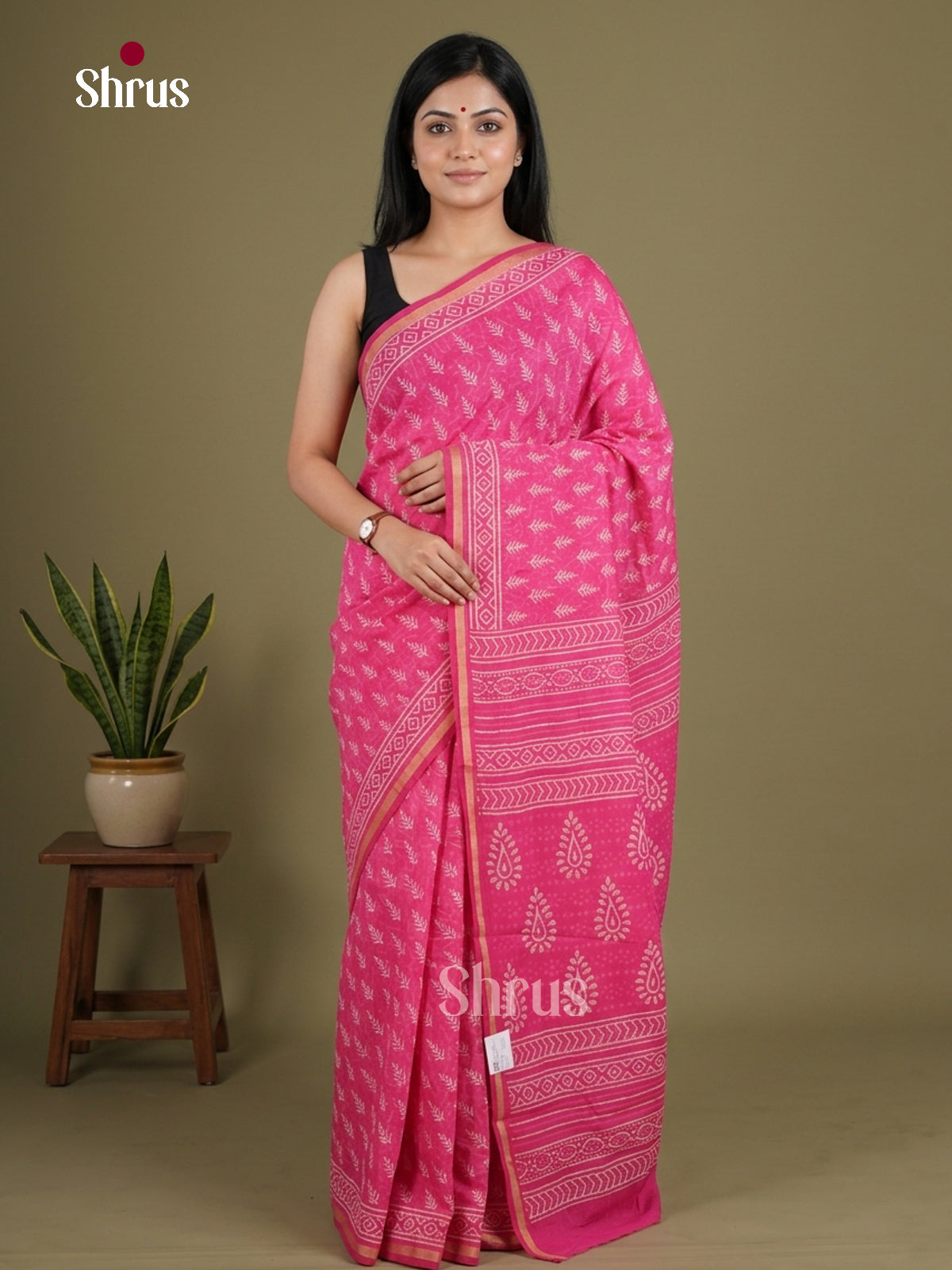 Chanderi Saree - EFS22157 - Shop on Shrus.com