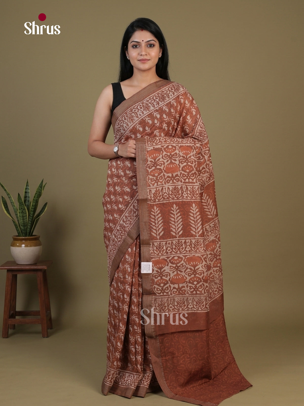 Brown - Chanderi Saree