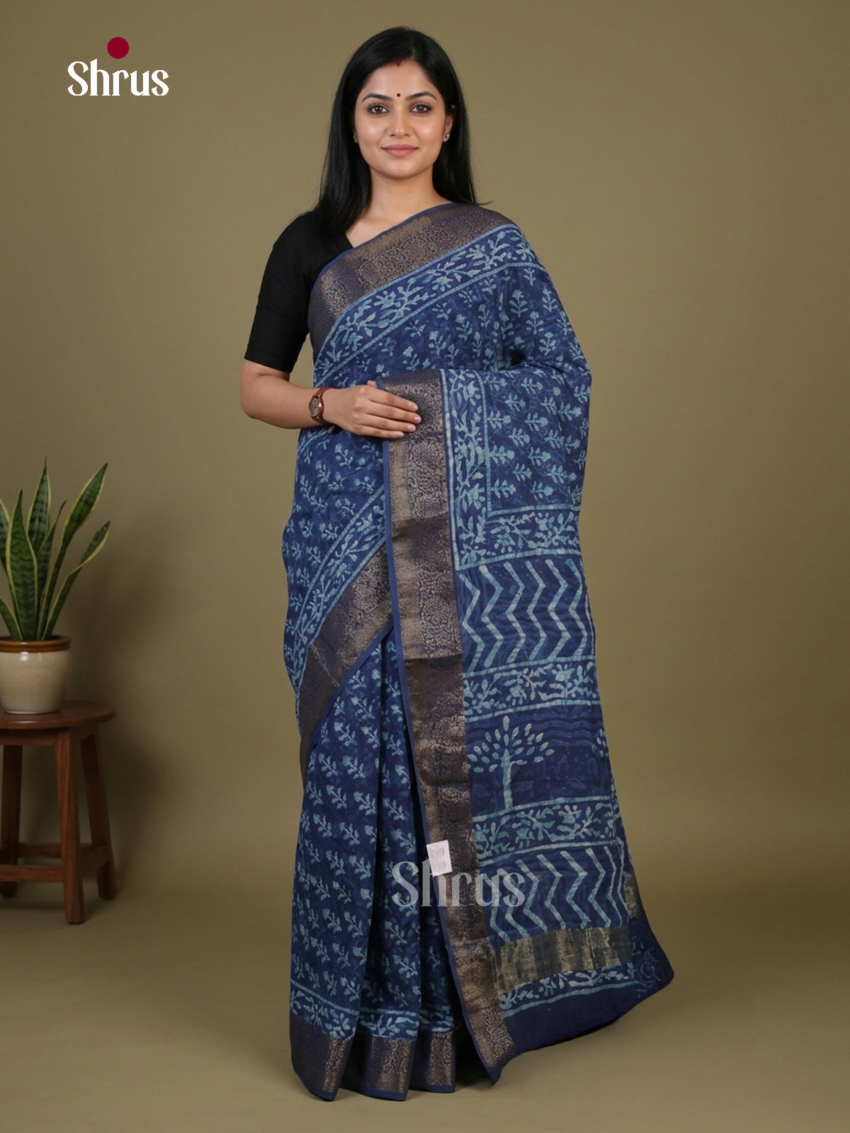Indigo Blue - Chanderi Saree