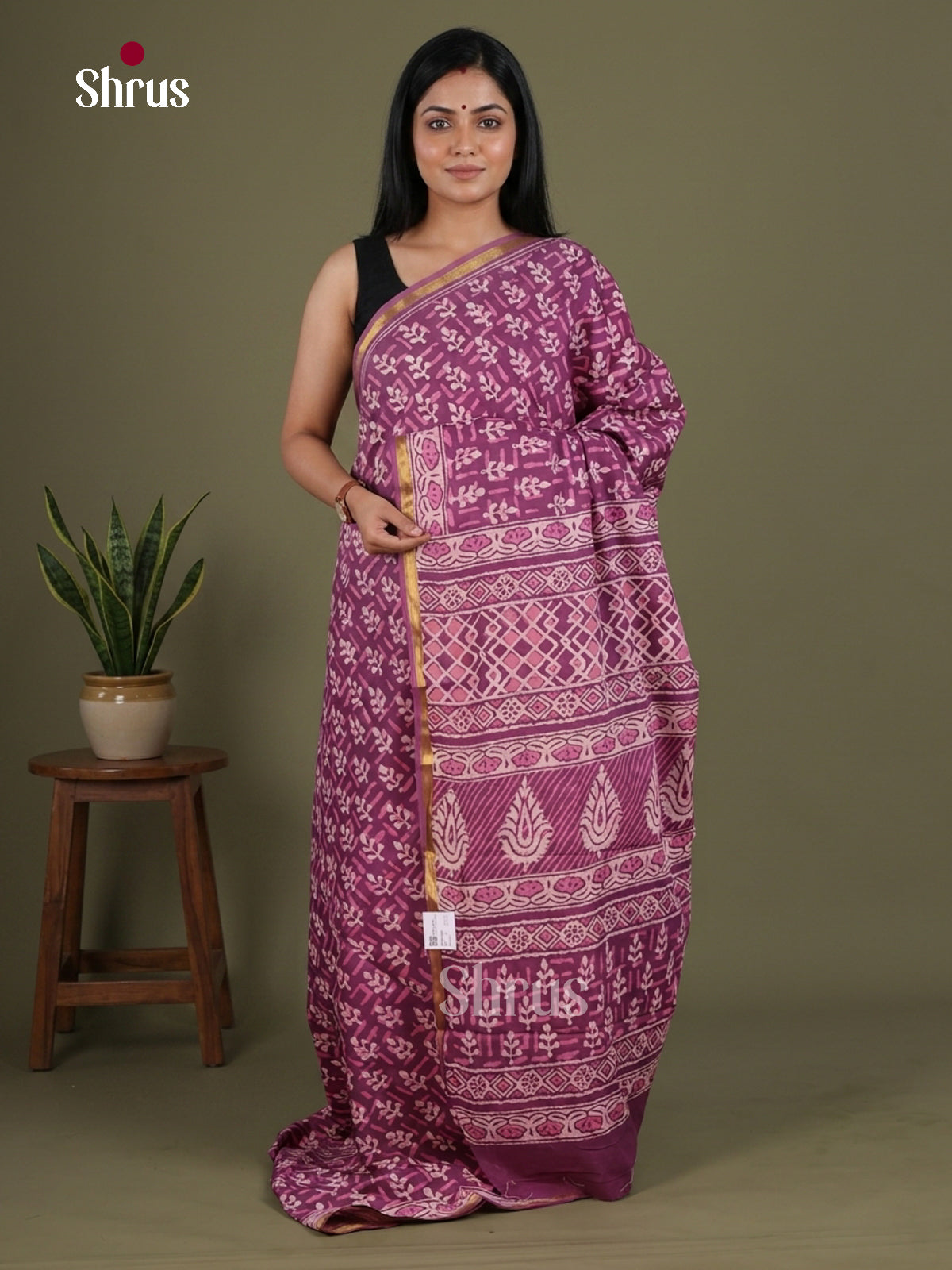 Purple(Single Tone)-Chanderi Saree