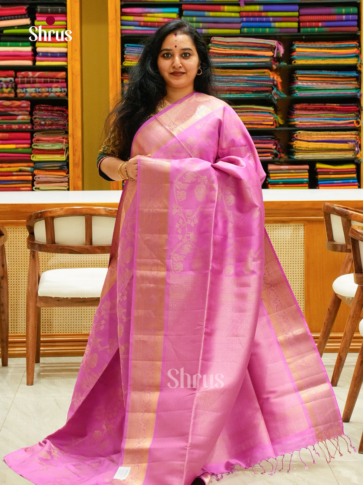 Pink Soft Silk Saree with Brocade — EFS25142