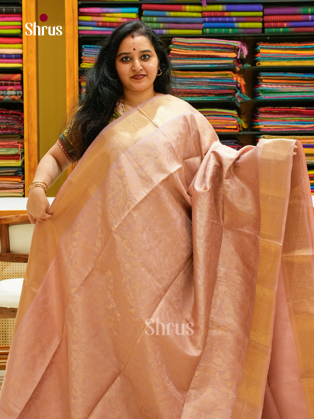 Onion Pink Soft Silk Saree with Brocade - Shop on Shrus.com