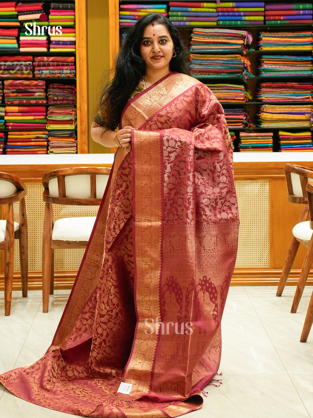 Magenta Soft Silk Saree with Brocade — EFS25144 - Shop on Shrus.com
