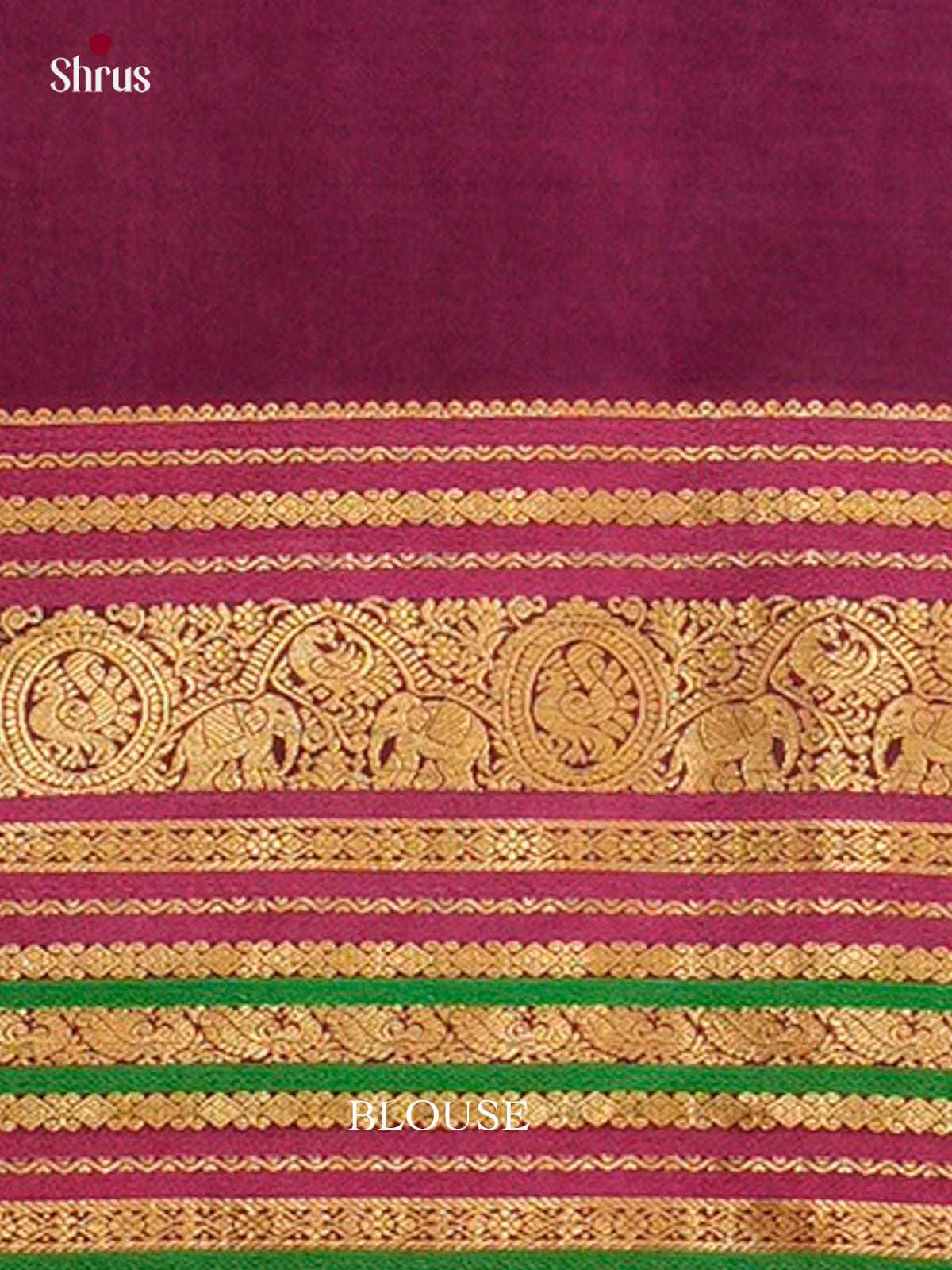 Brown Soft Silk Saree with Floral Buttas | Magenta Contrast Border - Shop on Shrus.com