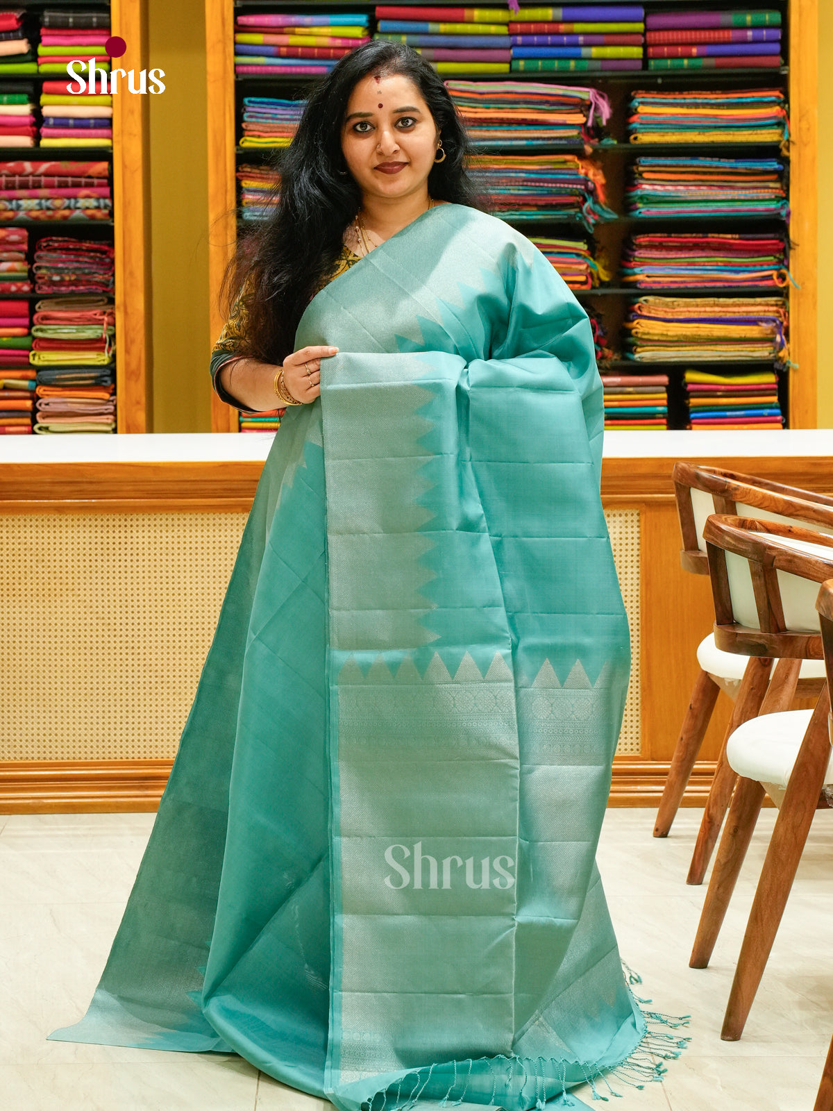 Teal Blue Soft Silk Saree