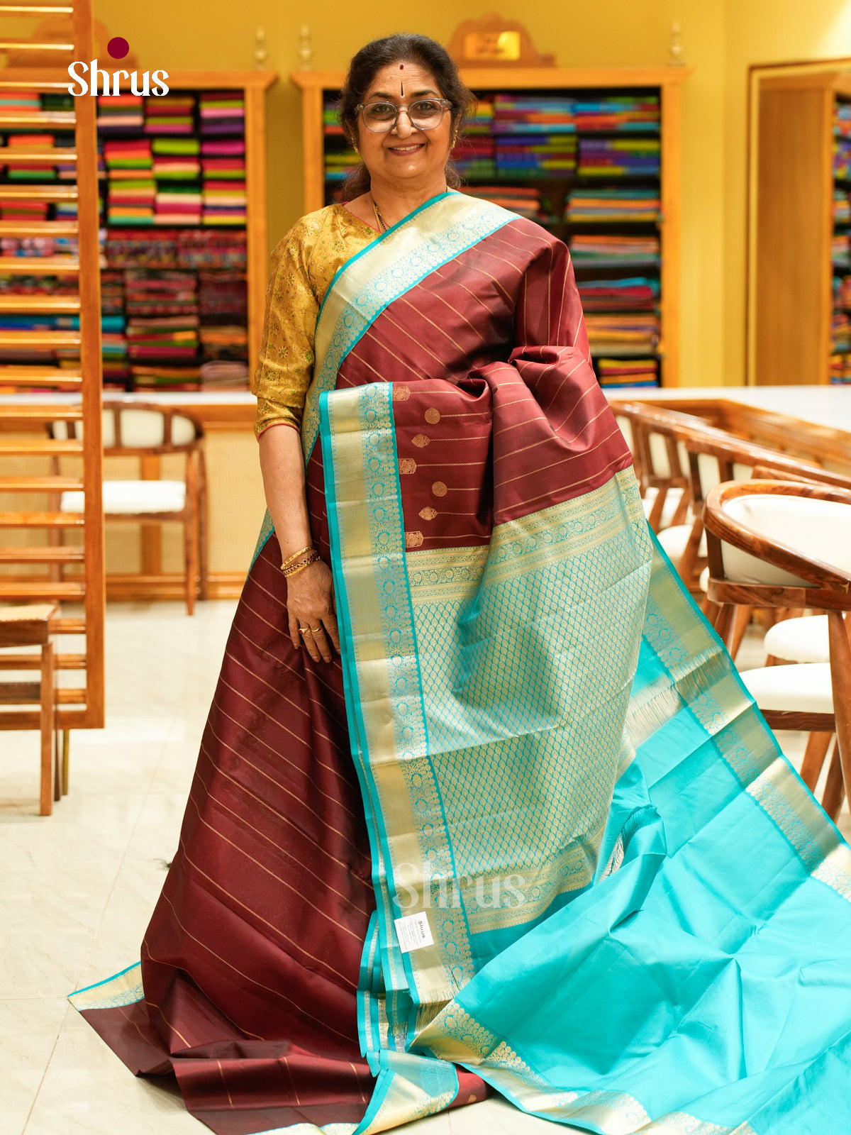 Kanchipuram silk Saree - EFS27037 - Shop on Shrus.com