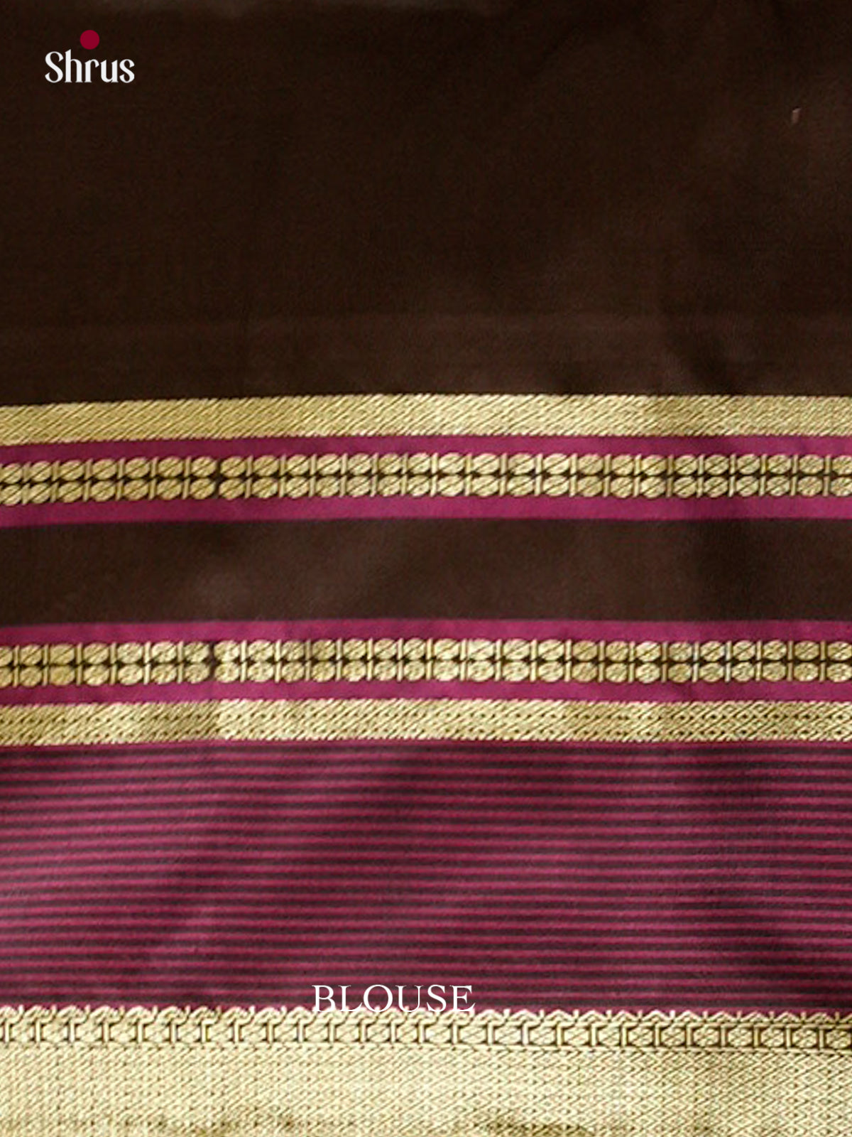 Brown Soft Silk Saree with Peacock Buttas | Magenta Self Border