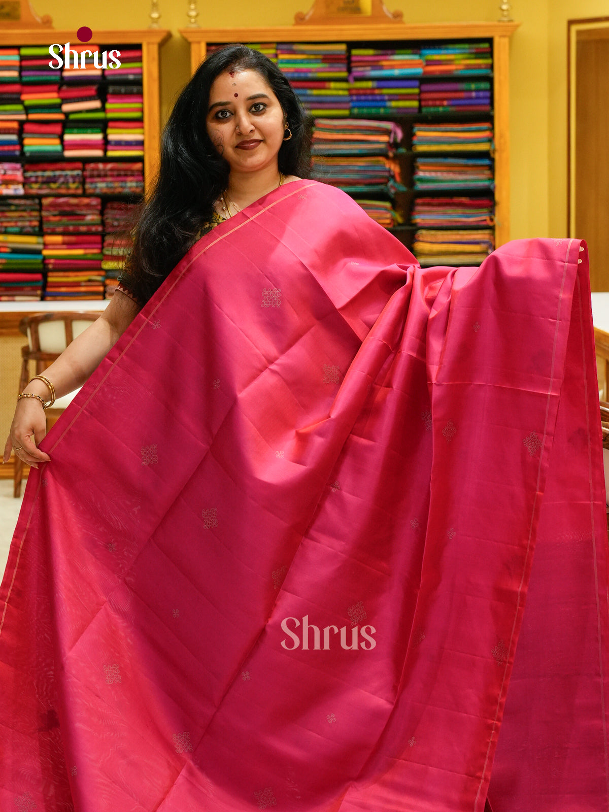 Pink Soft Silk Saree with Kolam