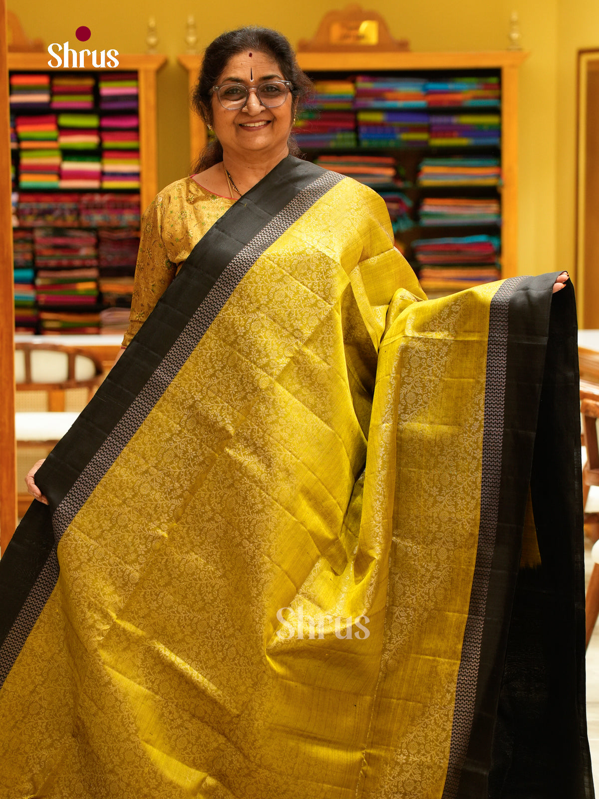 Green Soft Silk Saree with Brocade | Black Contrast Border