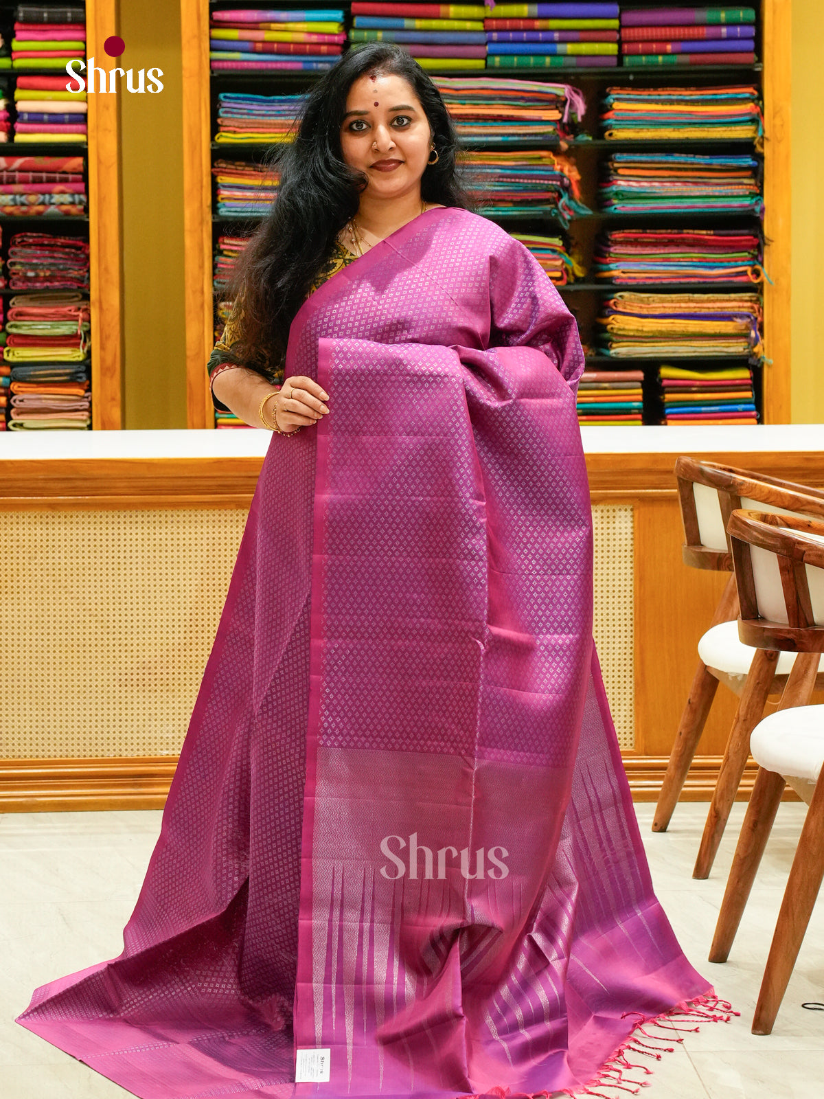 Magenta Soft Silk Saree with Brocade — EFS27228 - Shop on Shrus.com