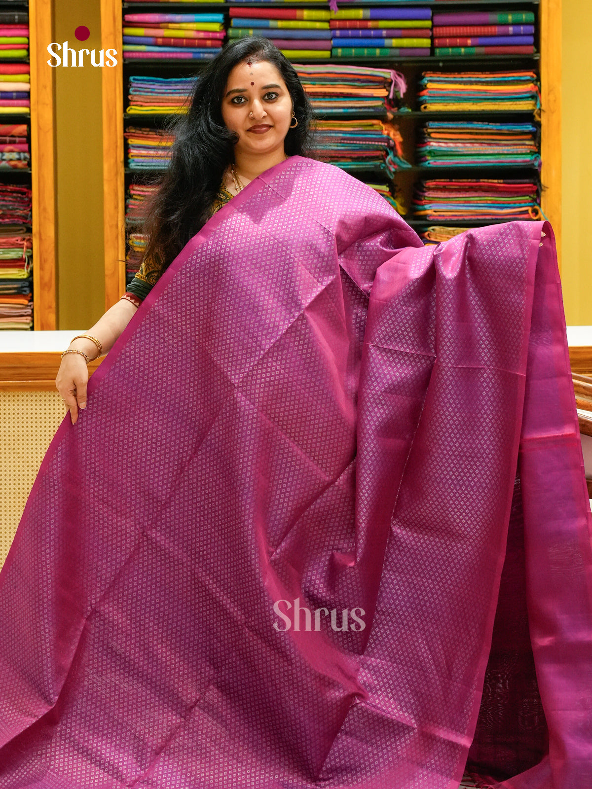 Magenta Soft Silk Saree with Brocade — EFS27228 - Shop on Shrus.com