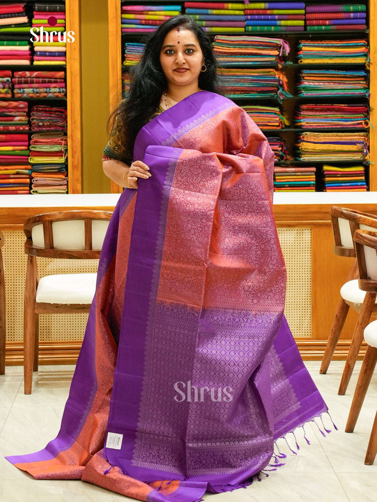 Dual Tone Magenta Soft Silk Saree with Brocade | Violet Self Border