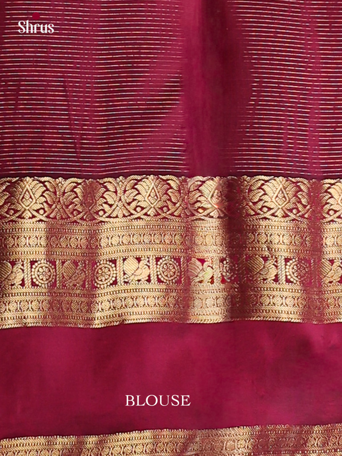 Orange Kanchipuram Silk Saree with Stripes with Buttas and Floral Buttas | Wine Contrast Border