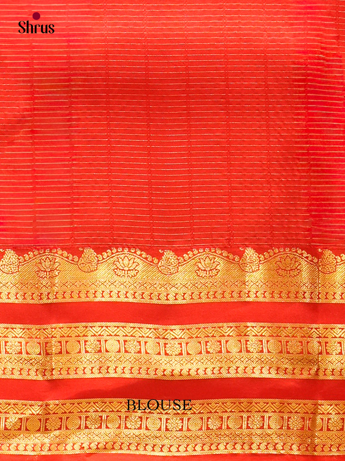 Red Kanchipuram Silk Saree with Checks - Shop on Shrus.com