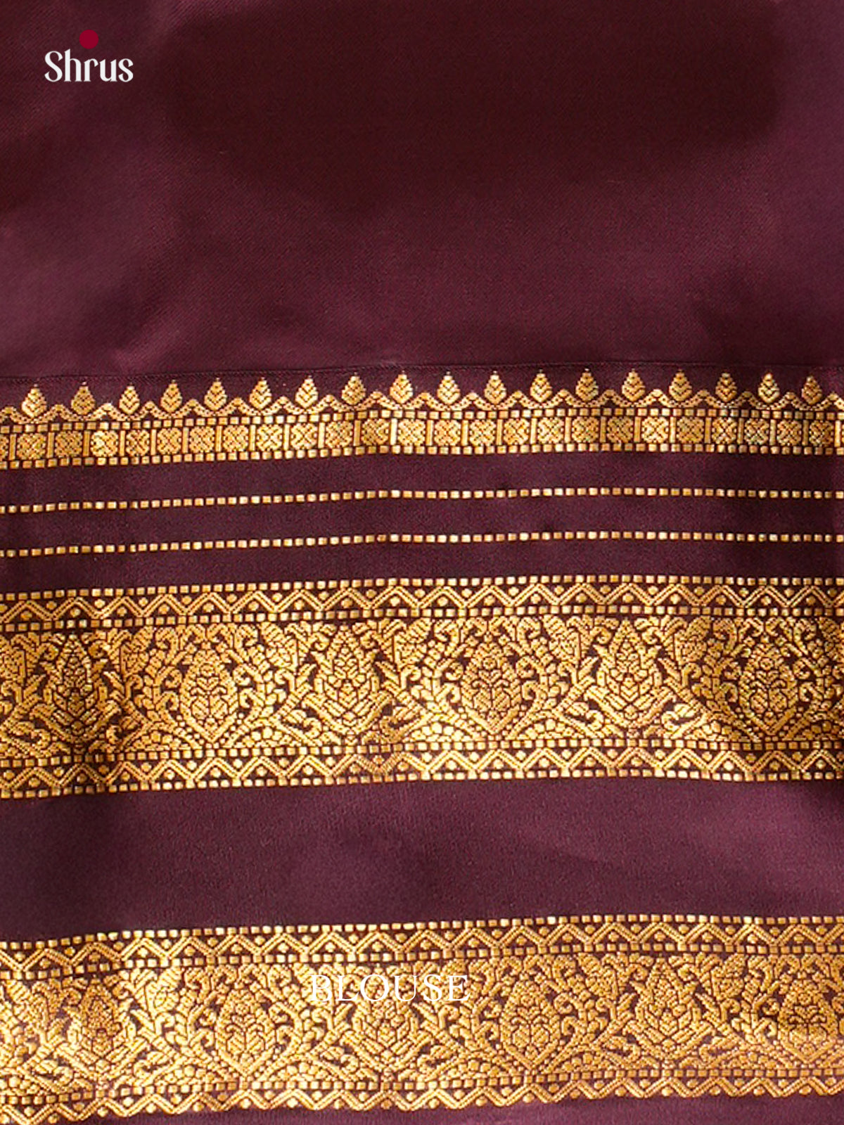 Blue Kanchipuram Silk Saree with Floral Buttas | Wine Contrast Border - Shop on Shrus.com