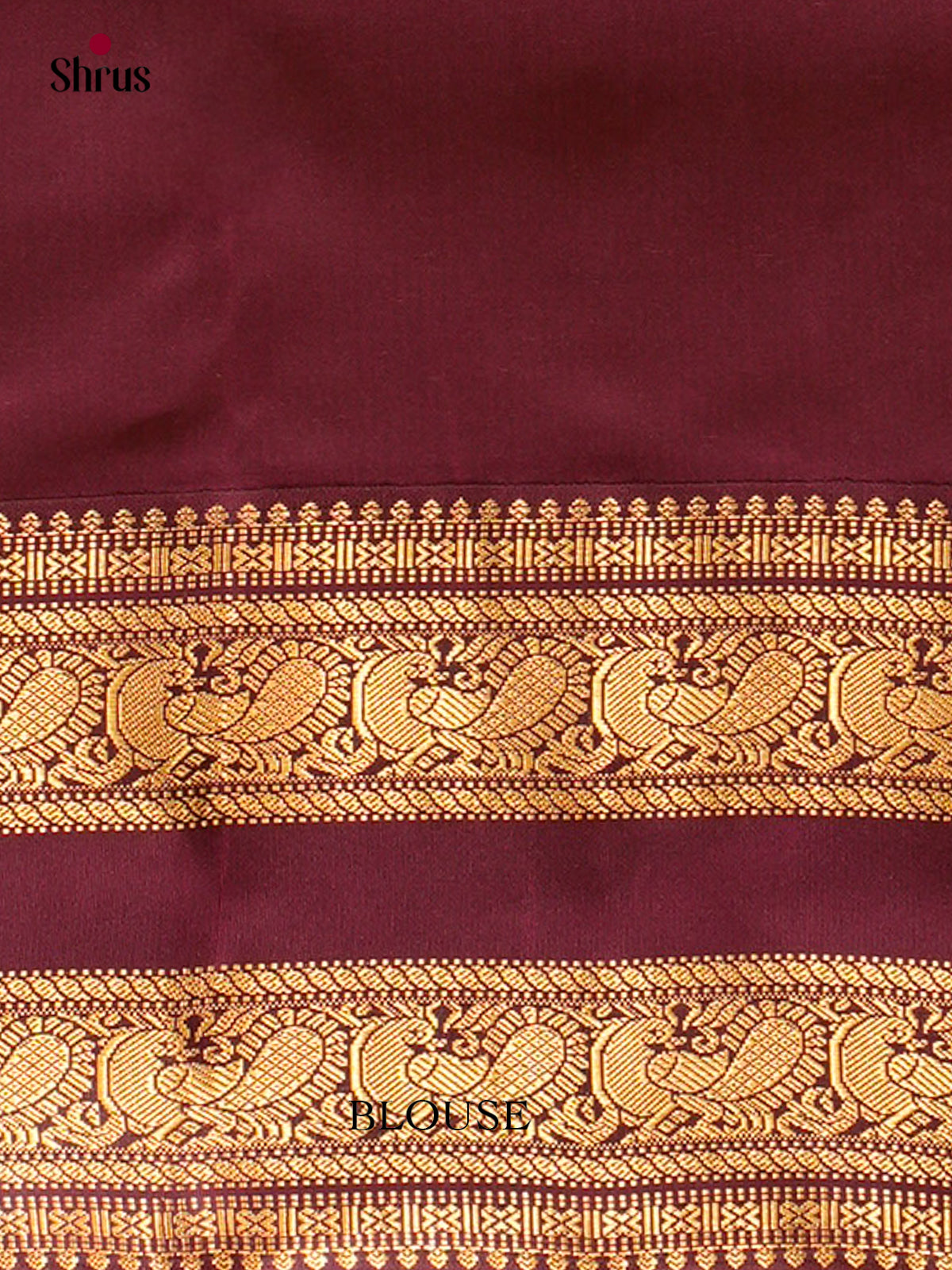 Sea Green Kanchipuram Silk Saree with Floral Buttas | Wine Contrast Border - Shop on Shrus.com