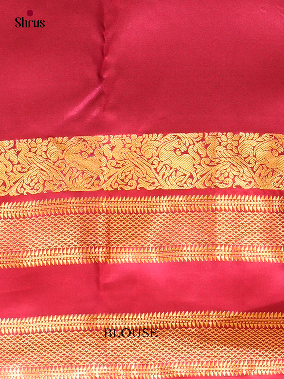 Green Kanchipuram Silk Saree with Floral Buttas | Pink Contrast Border — EFS27297