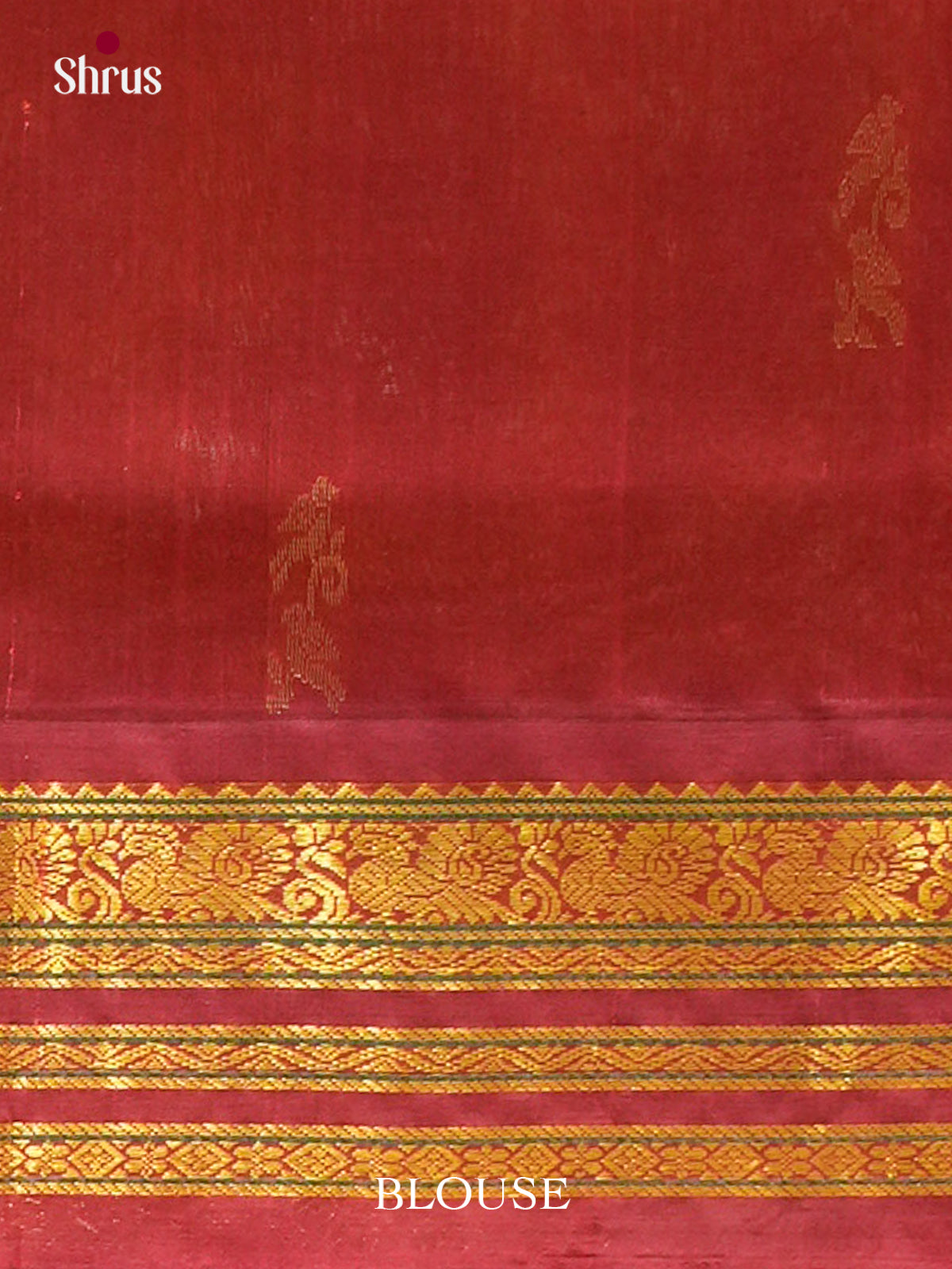 Olive Green Silk Cotton Saree with Parrot Buttas | Maroon Contrast Border
