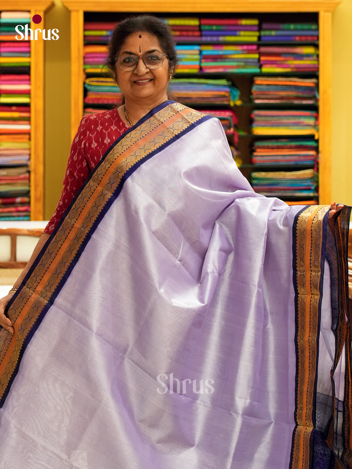 Lavender Silk Cotton Saree | Violet Contrast Border