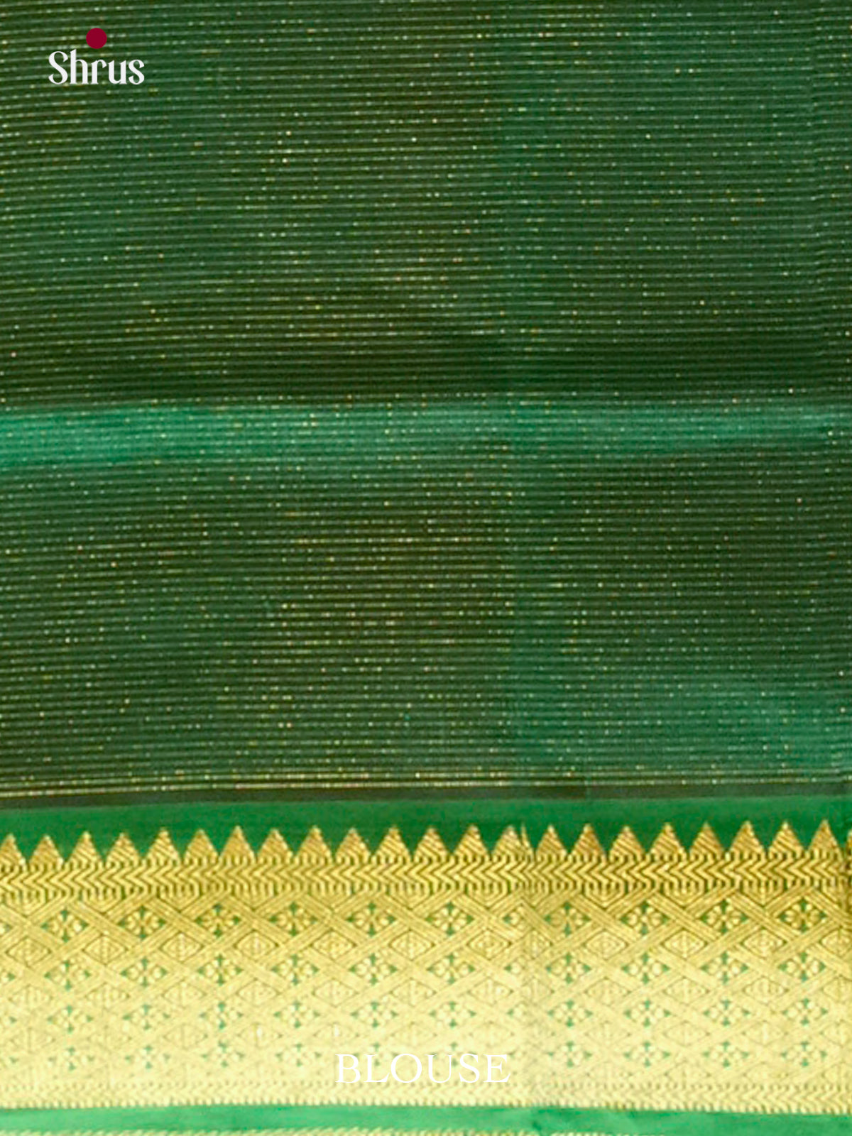 Dark Green Halfpure Silk Cotton Saree with Stripes and Vaira Oosi | Green Contrast Border