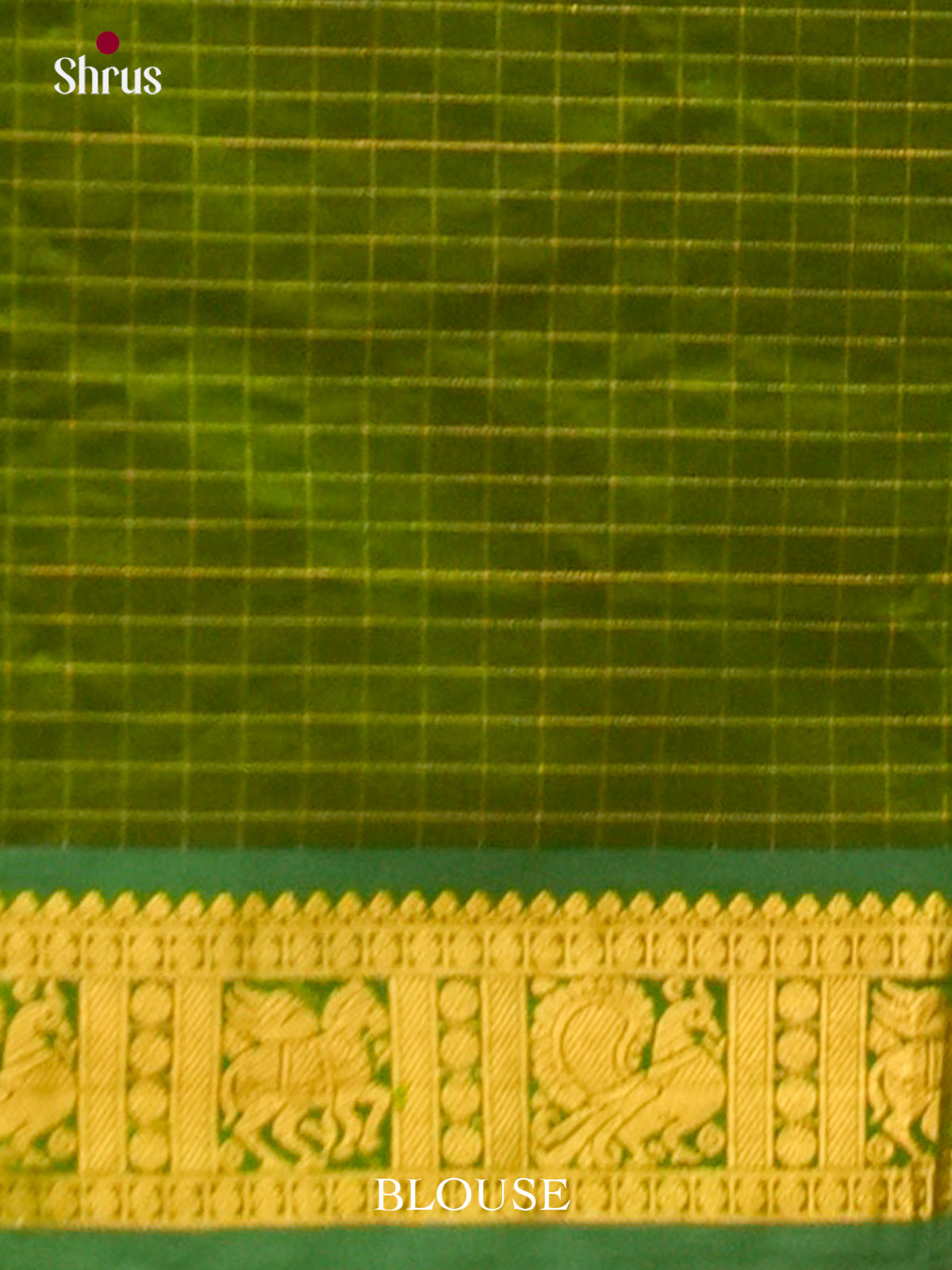 Rani Pink Halfpure Silk Cotton Saree with Checks | Dark Green Contrast Border - Shop on Shrus.com