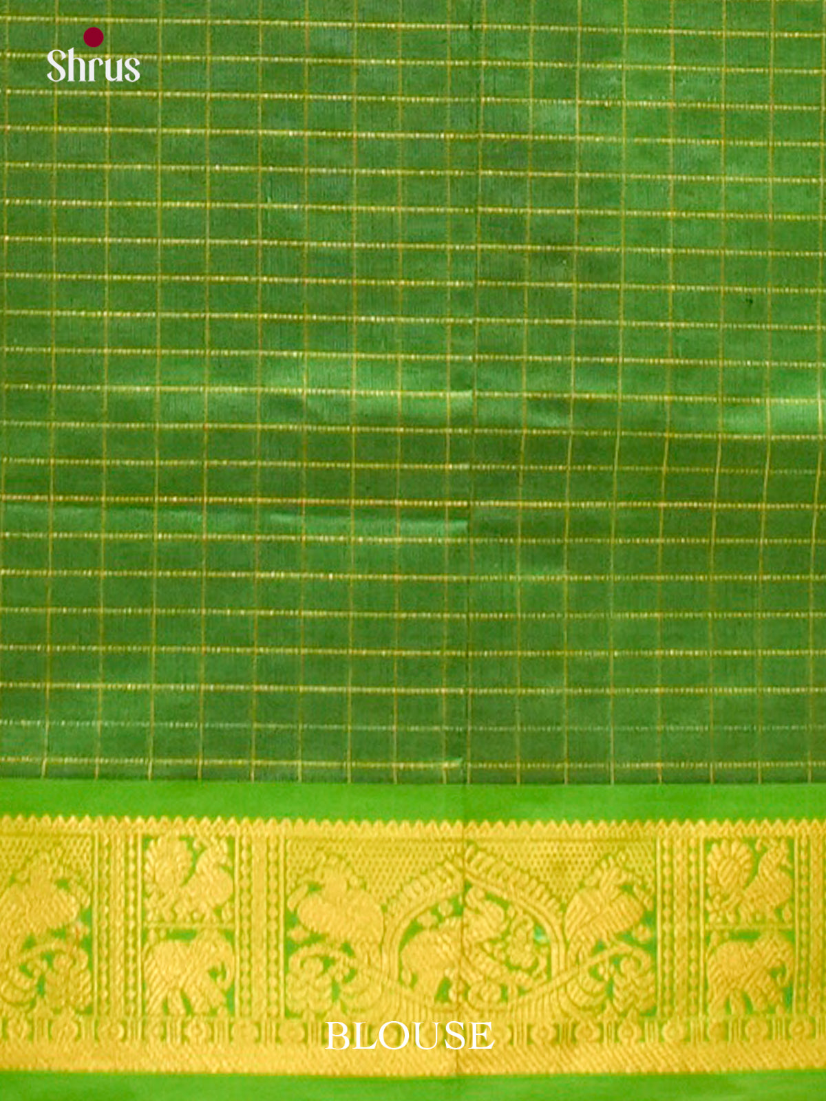 Indigo Blue Halfpure Silk Cotton Saree with Checks | Green Contrast Border