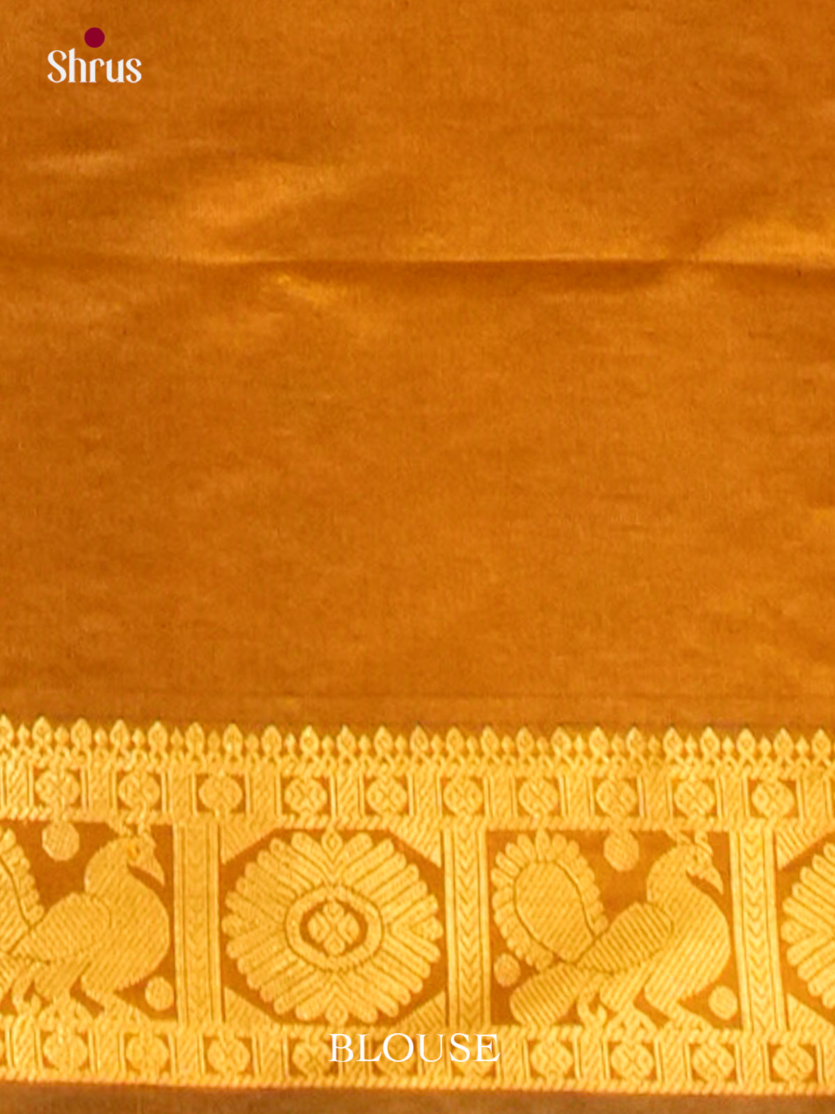 Blue Halfpure Silk Cotton Saree with Floral Buttas | Mustard Contrast Border - Shop on Shrus.com