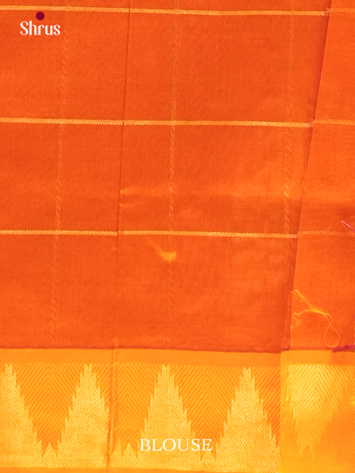 Red Halfpure Silk Cotton Saree with Checks with Buttas and Peacock Buttas | Dark Orange Contrast Border - Shop on Shrus.com