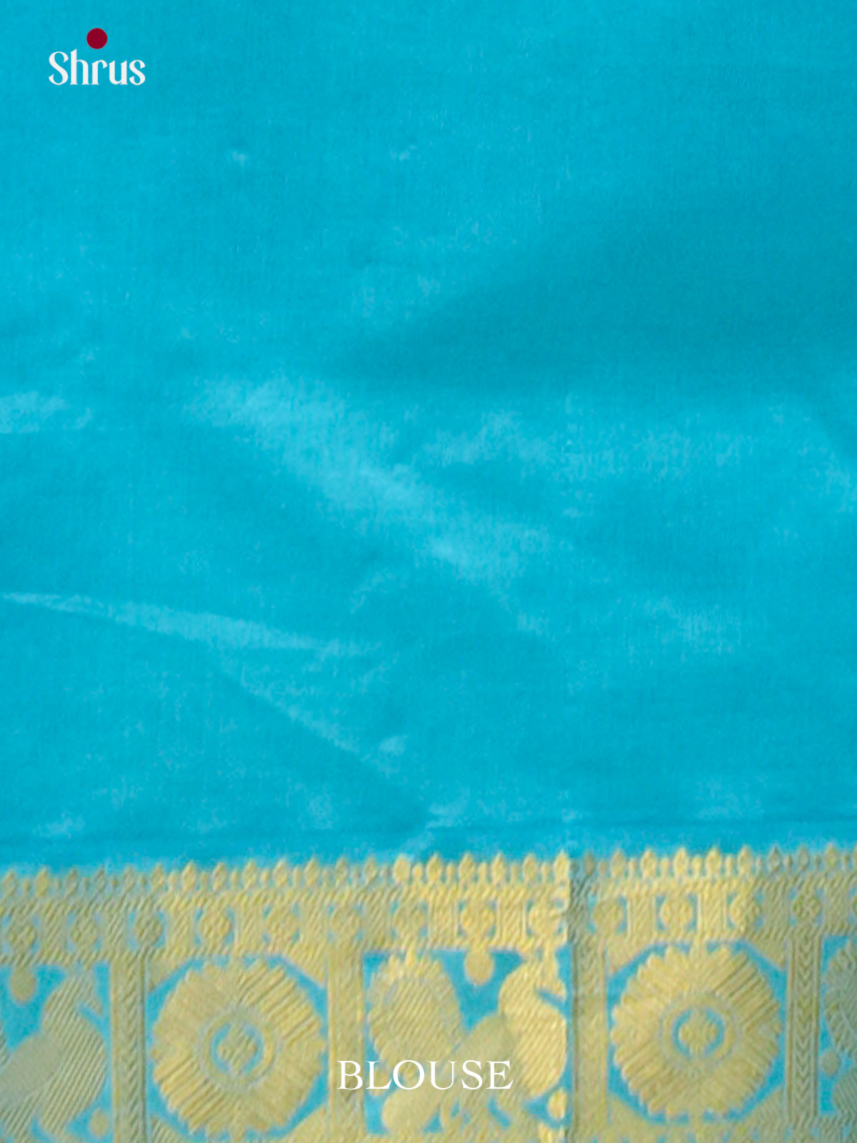 Dark Blue Halfpure Silk Cotton Saree with Leaf Buttas | Sky Blue Contrast Border