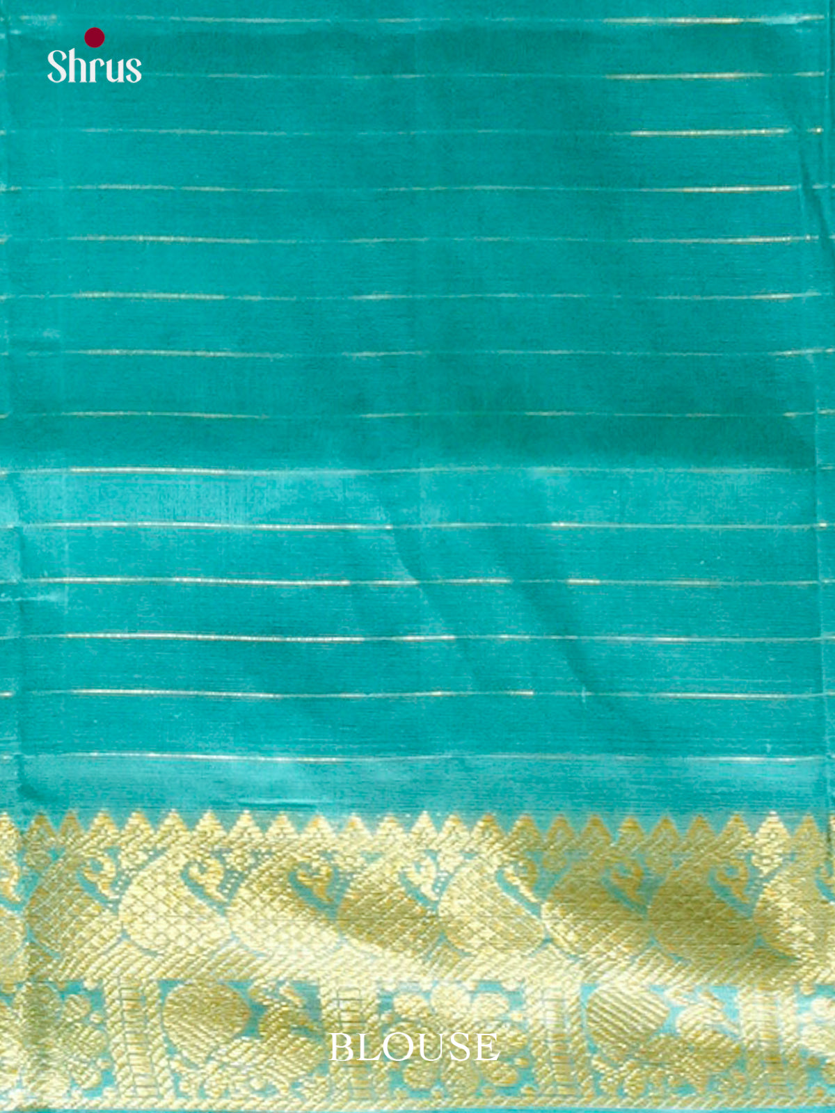 Blue Silk Cotton Saree with Thousand Buttas | Turquoise Contrast Border