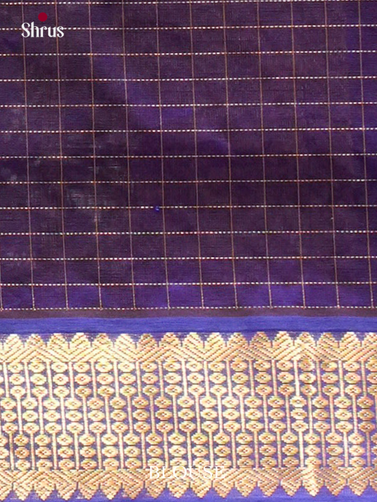 Bottle Green Silk Cotton Saree with Checks | Royal Blue Contrast Border