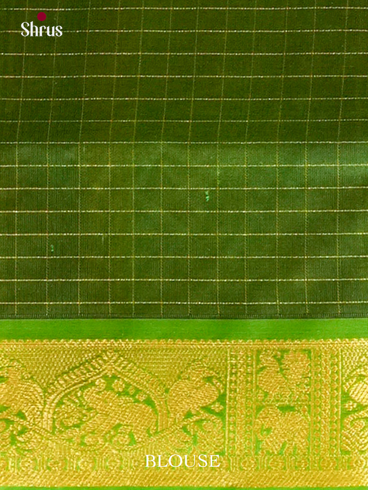 Maroon Silk Cotton Saree with Checks | Green Contrast Border