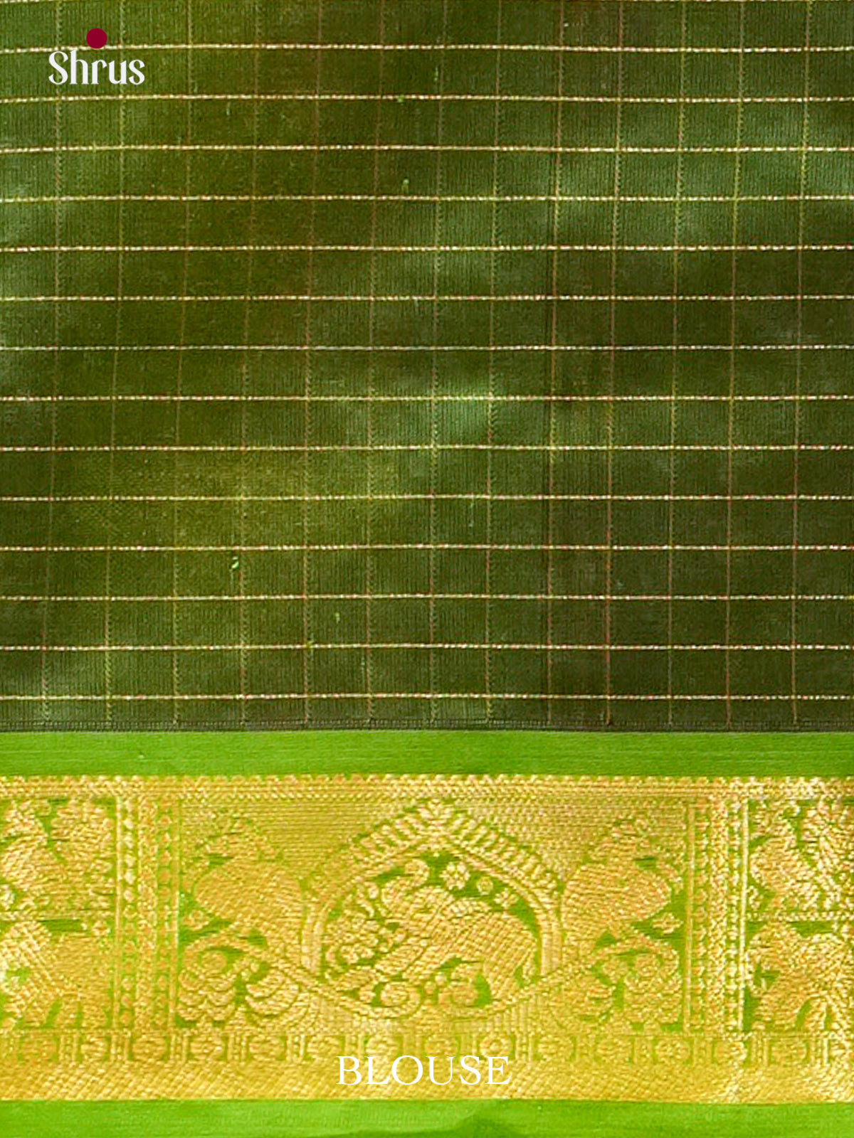 Blue Silk Cotton Saree with Checks | Green Contrast Border