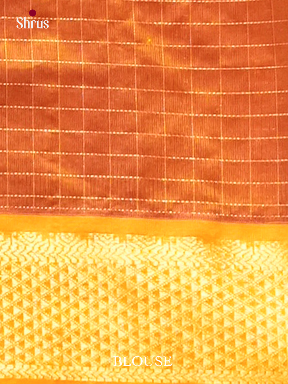 Violet Silk Cotton Saree with Checks | Mustard Contrast Border — Contrast Zari Border