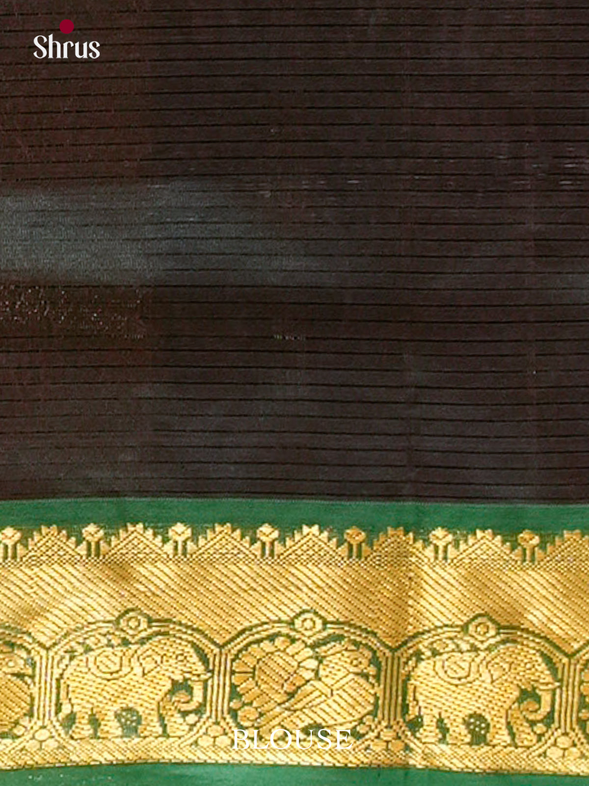 Dark Maroon Silk Cotton Saree with Lines and Vaira Oosi | Bottle Green Contrast Border