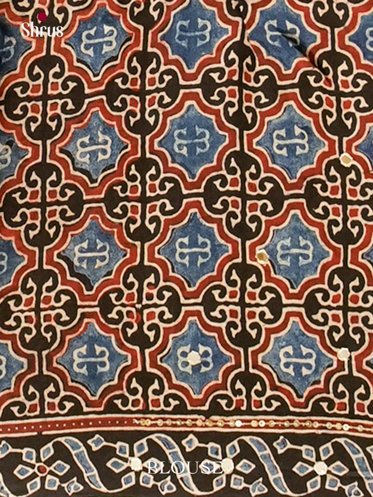 Black Modal Silk Saree — Ajrakh Hand Block Print — EGS01039