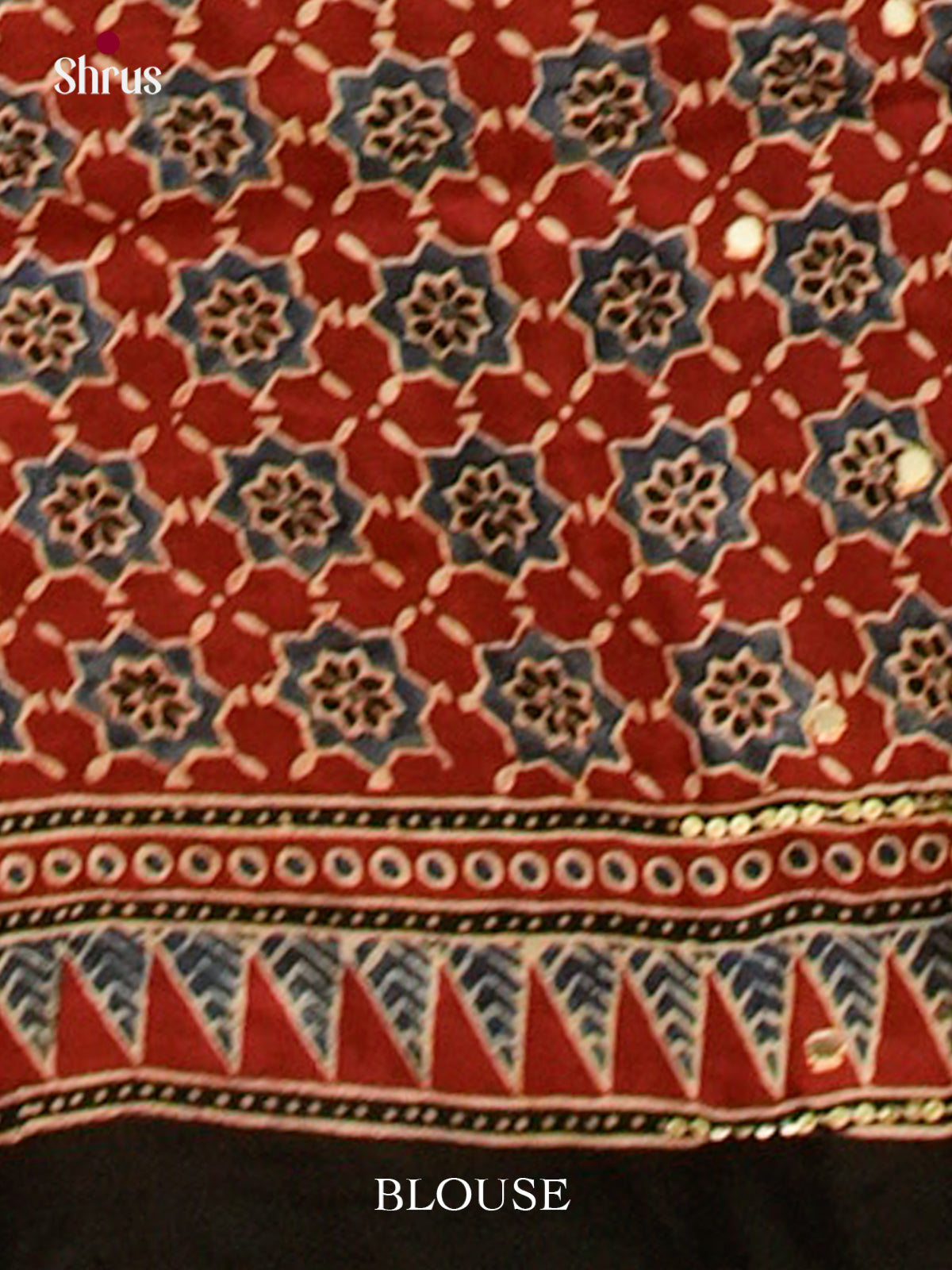 Maroon Modal Silk Saree — Ajrakh Hand Block Print