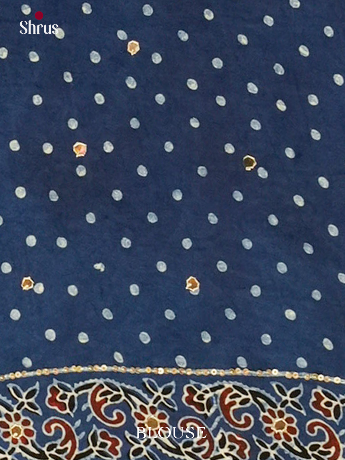 Blue Modal Silk Saree — Ajrakh Hand Block Print — EGS01054