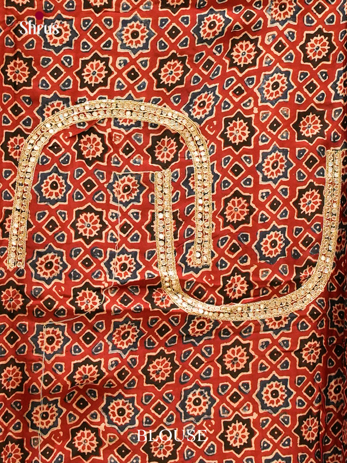 Black Modal Silk Saree — Ajrakh Hand Block Print — EGS01075