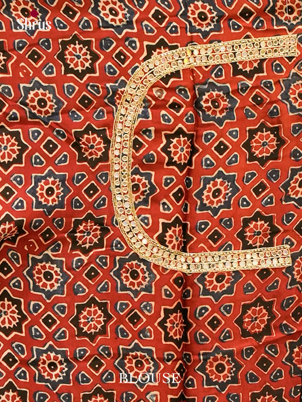 Black Modal Silk Saree — Ajrakh Hand Block Print — EGS01082