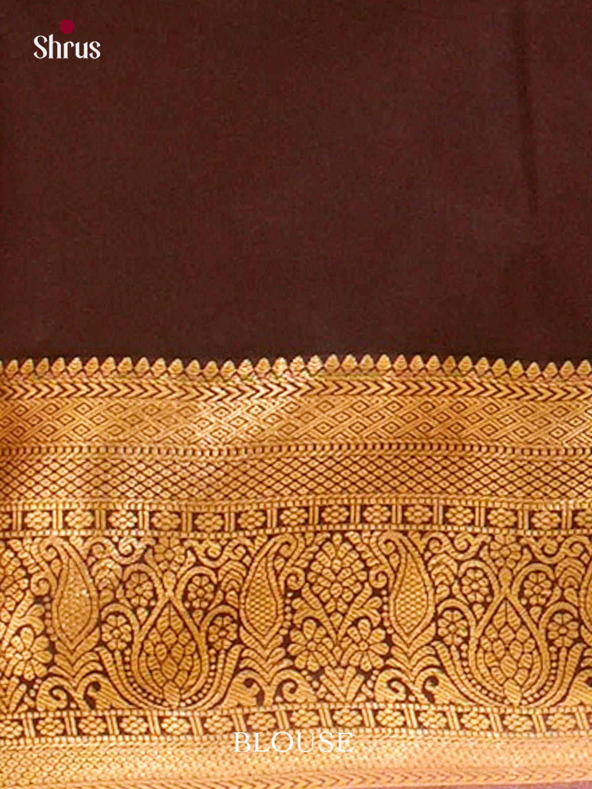 Honey Gold Halfpure Kanchipuram Silk Saree with Floral Buttas | Dark Brown Contrast Border