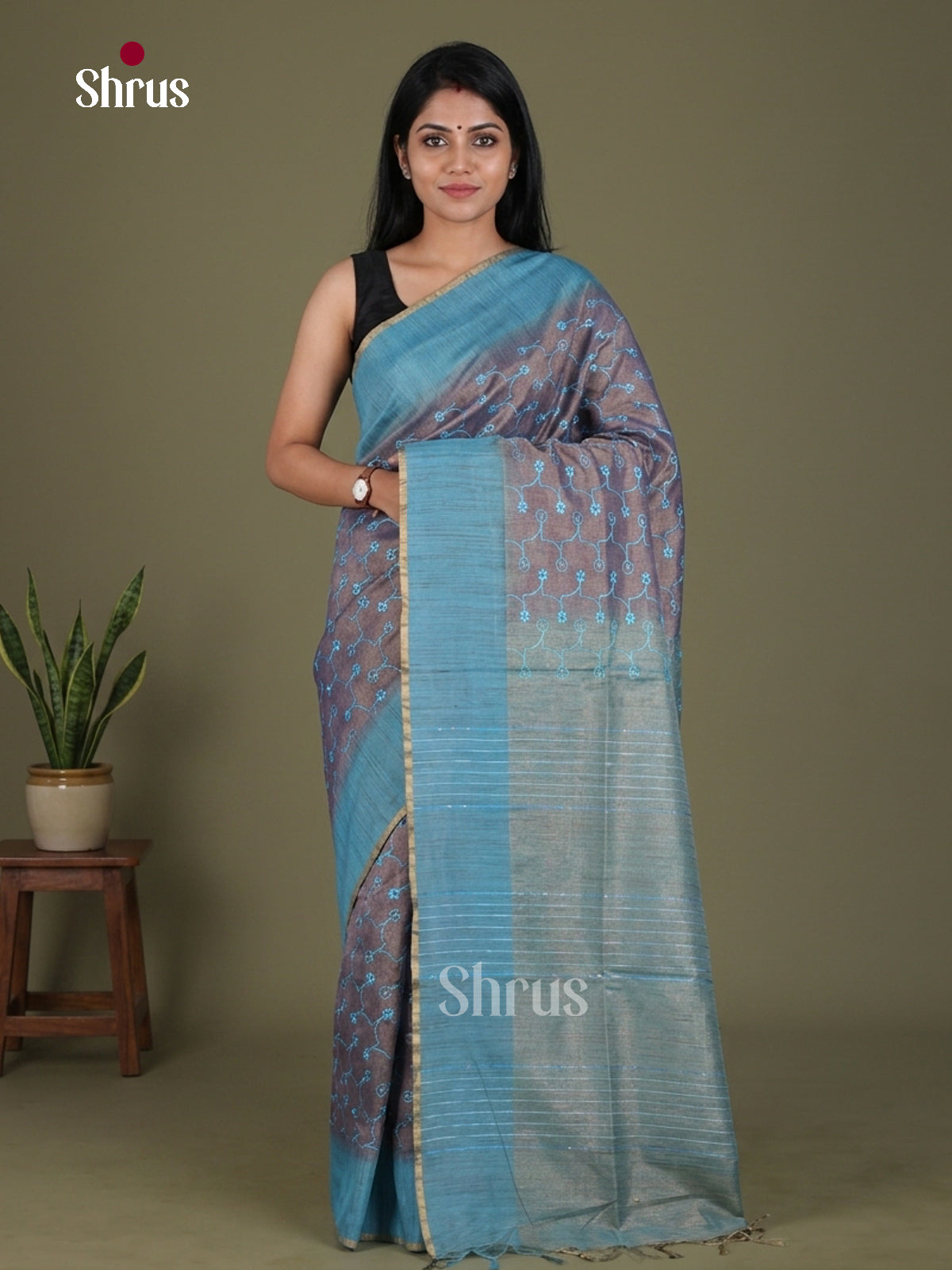 Tissue Embroidery Saree - EGS01143 - Shop on Shrus.com