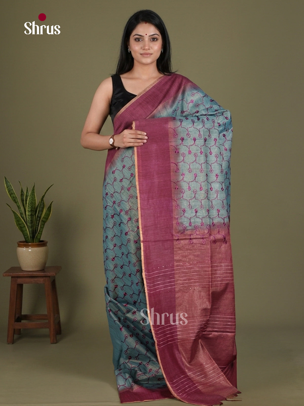 Tissue Embroidery Saree - EGS01145 - Shop on Shrus.com