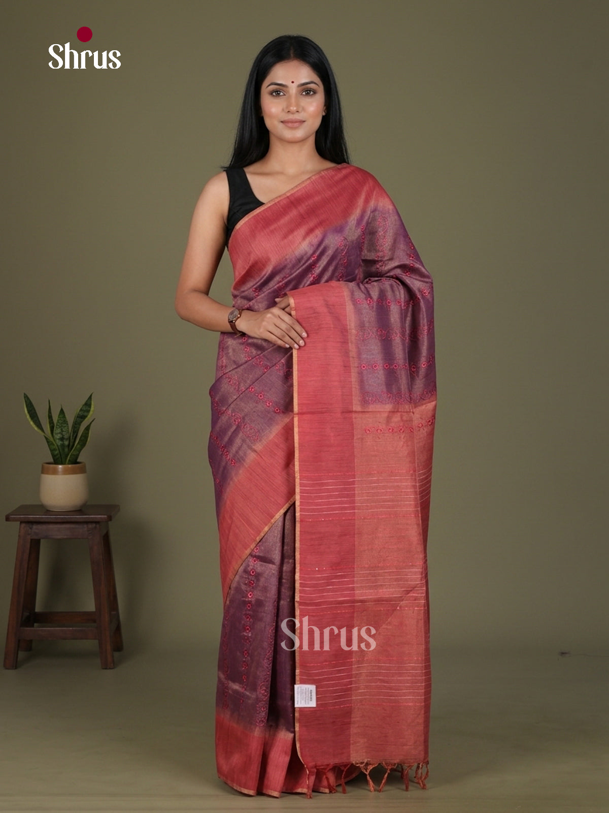 Tissue Embroidery Saree - EGS01163 - Shop on Shrus.com