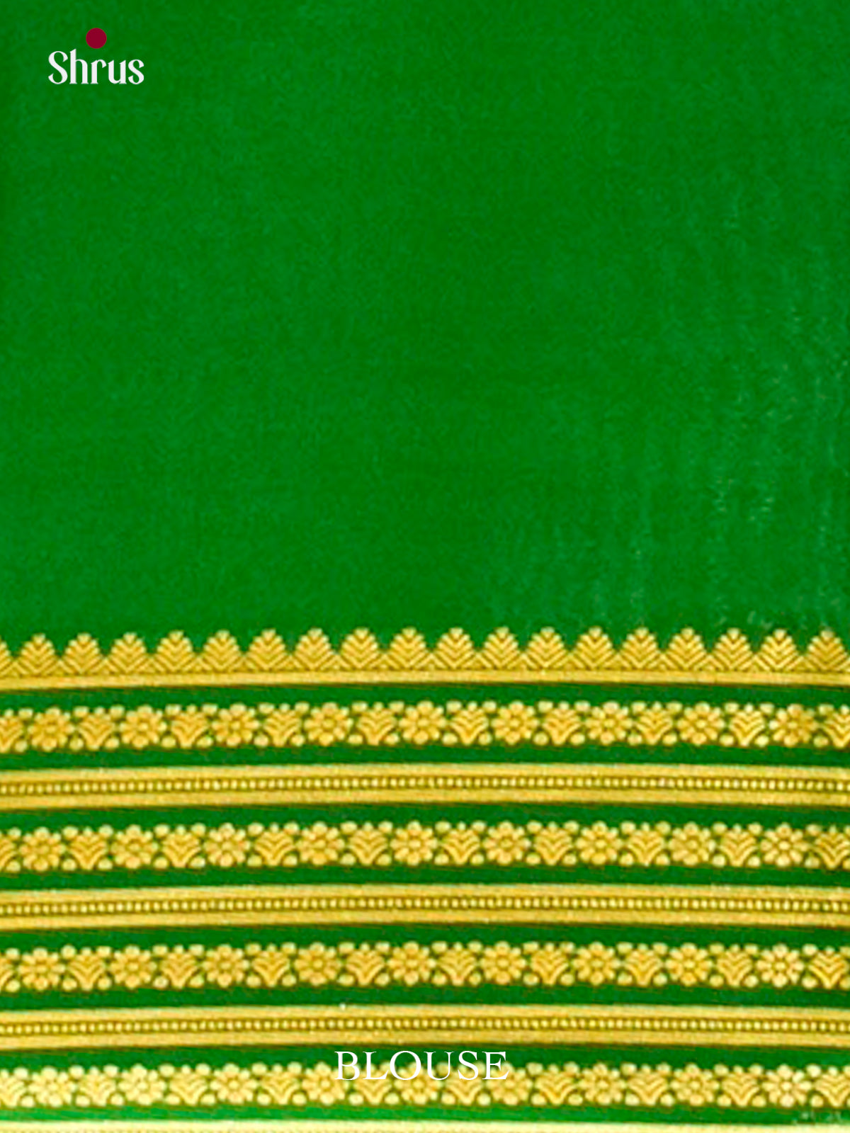 Red Mysore Silk Saree | Green Contrast Border — Contrast Border with Motifs - Shop on Shrus.com