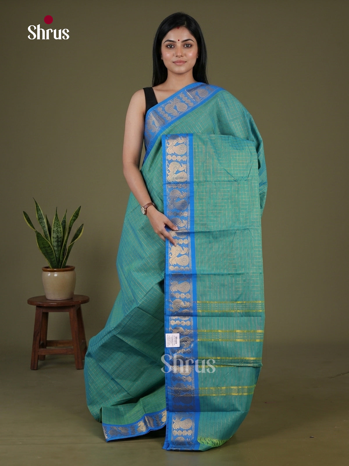 Green & Blue - Sungudi Cotton Saree