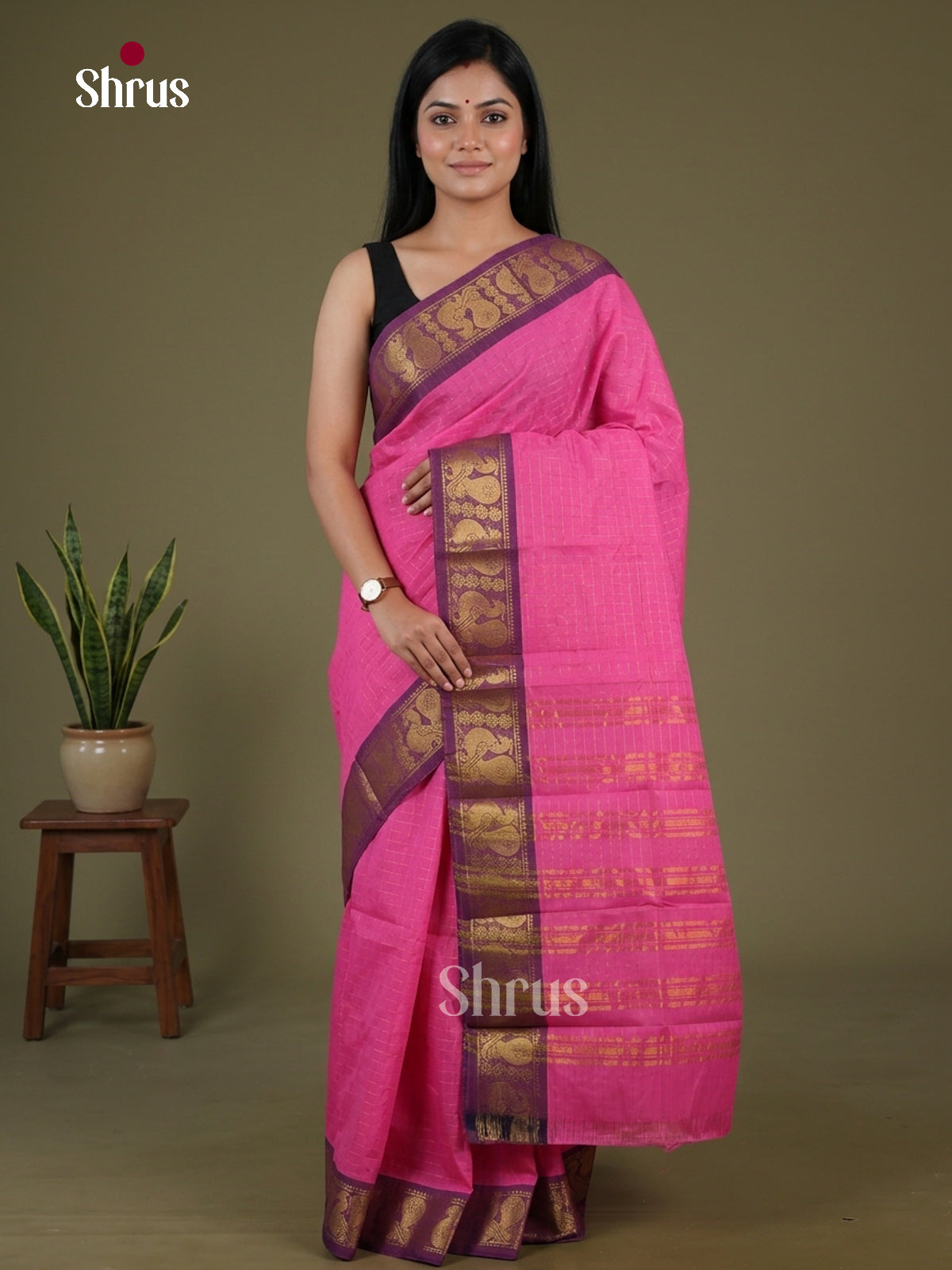Pink & Purple - Sungudi Cotton Saree