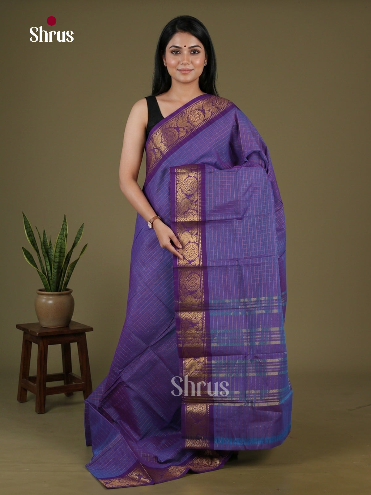 Purple & Violet - Sungudi Cotton Saree